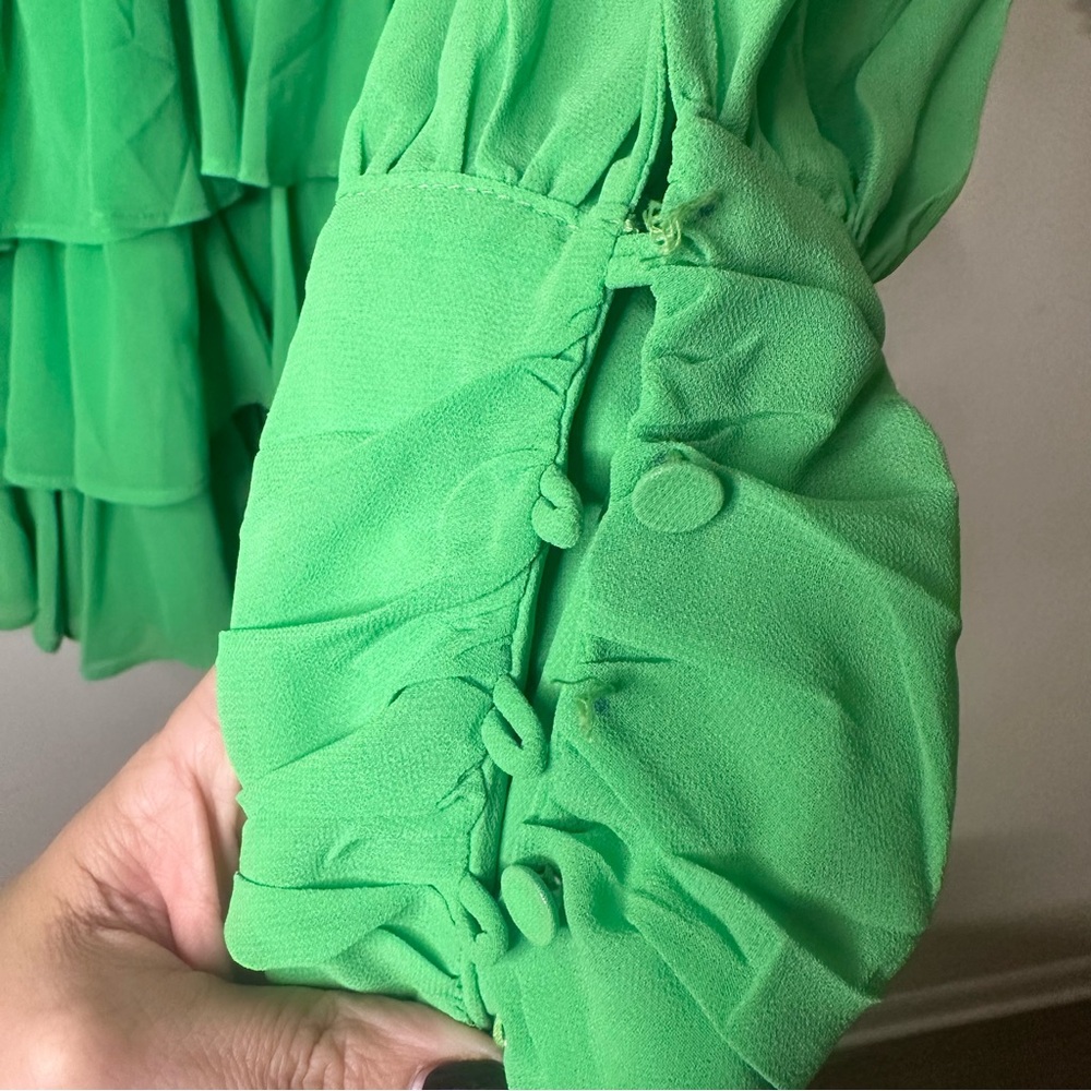 Green Ruffled Mini Dress - Picture 5 of 10